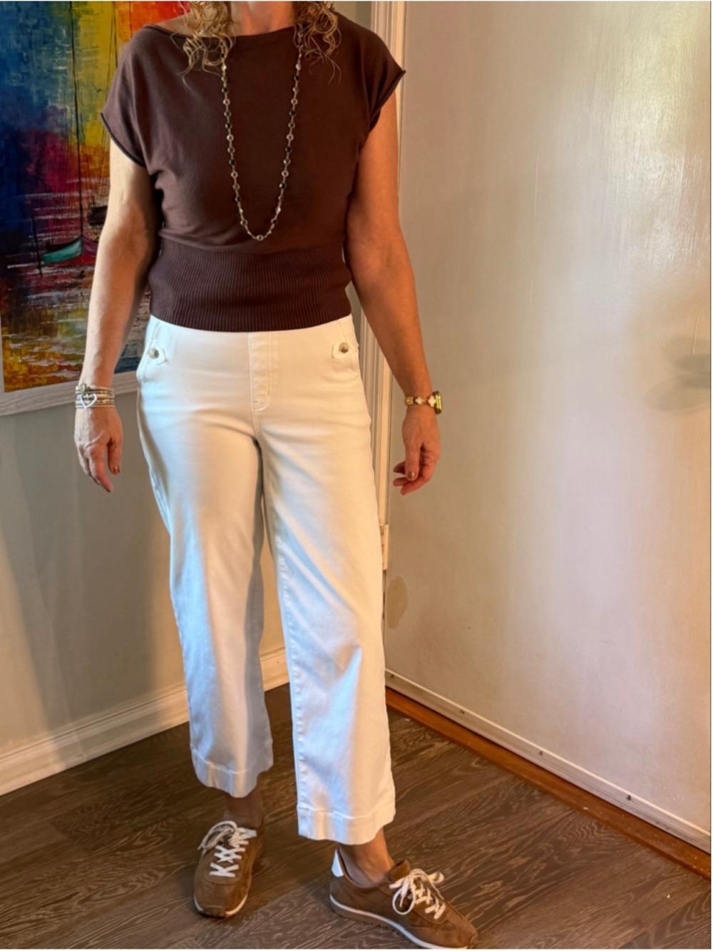 SPANX Wide Leg Twill Cropped Pants Size S White